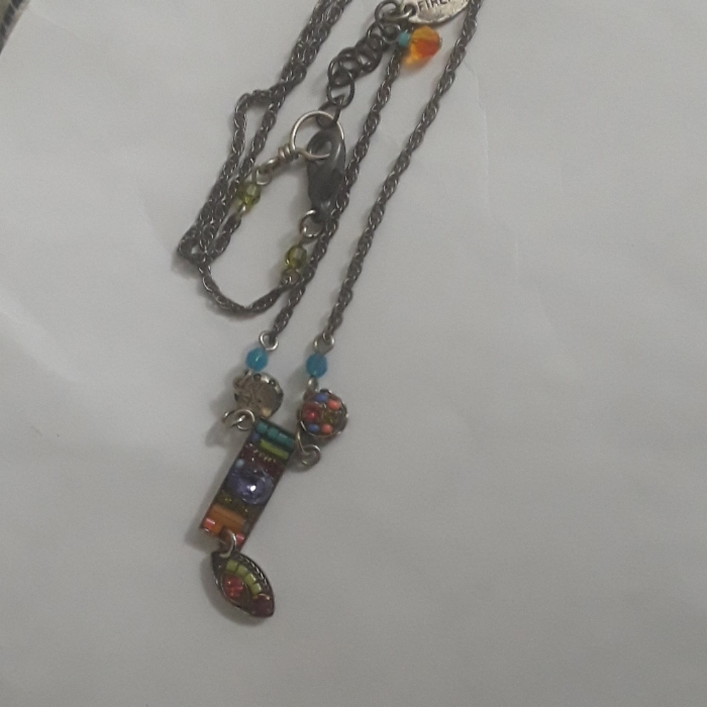 Enameled and beaded necklace